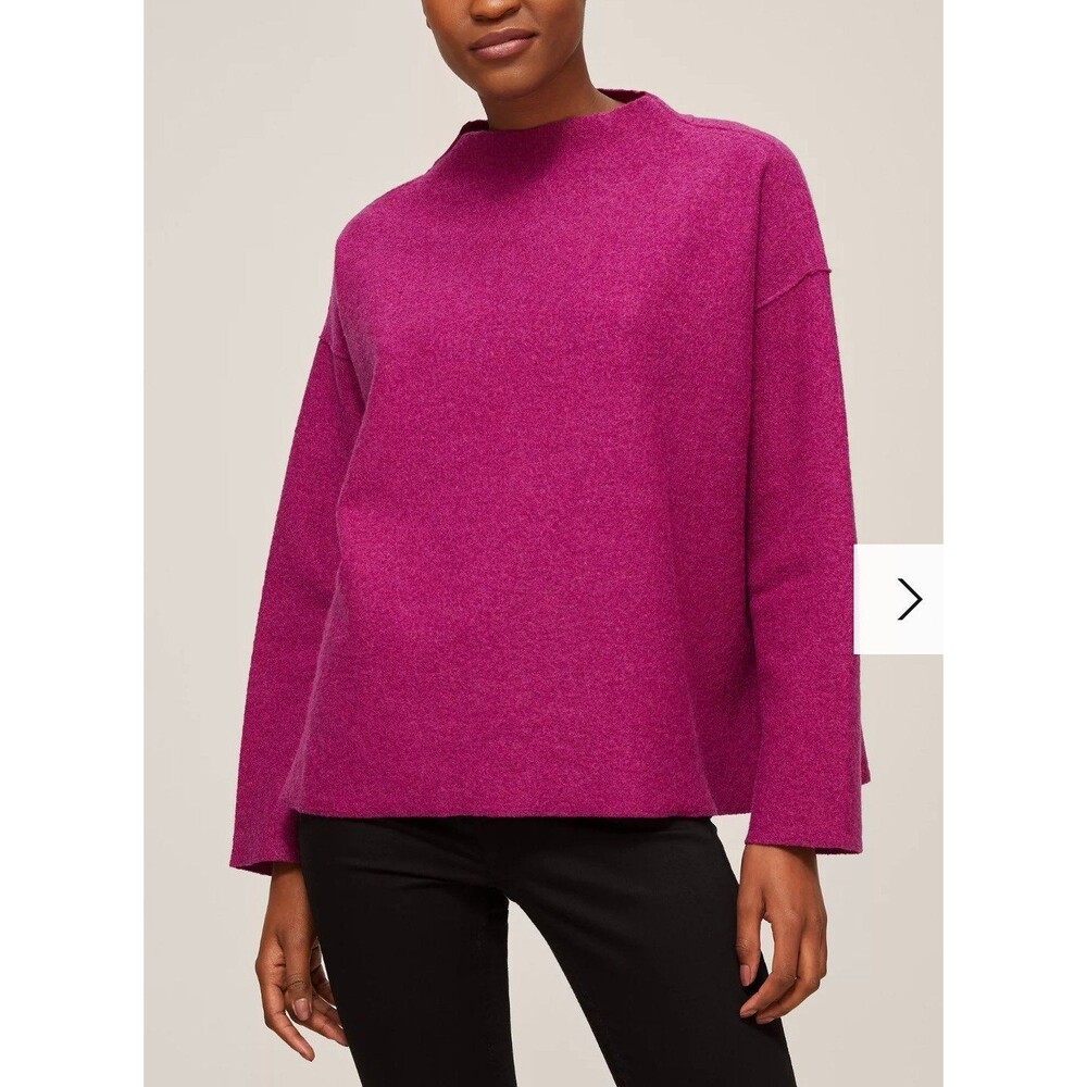 Retail $298 Eileen Fisher Cerise Boiled Wool Funnel Neck oversized sweater S